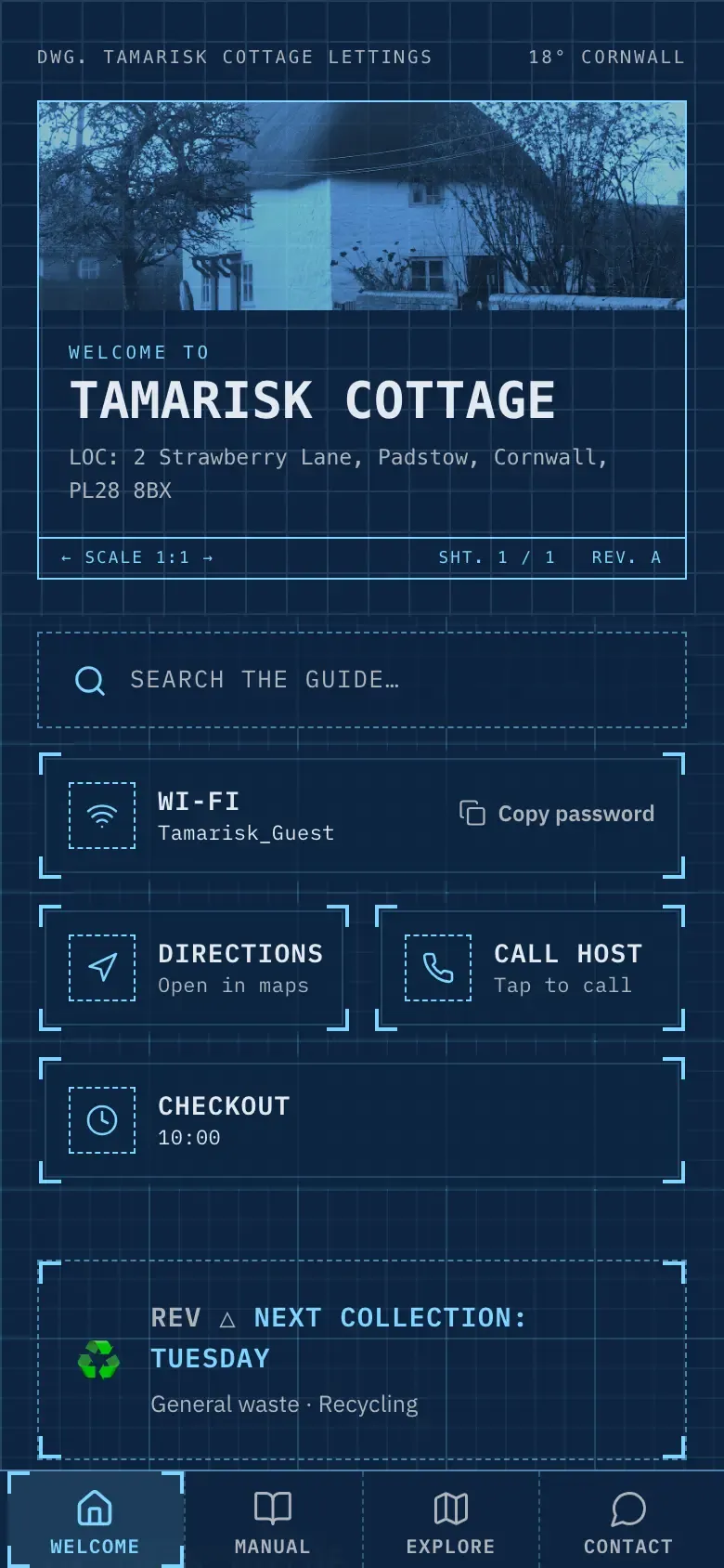 The demo guide in the Blueprint theme