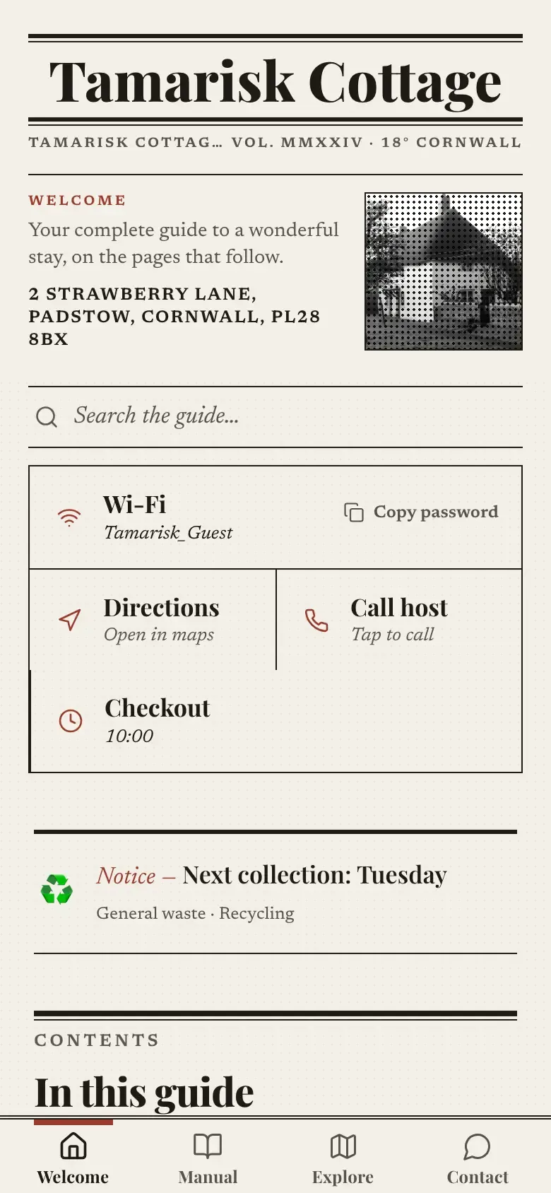 The demo guide in the Broadsheet theme