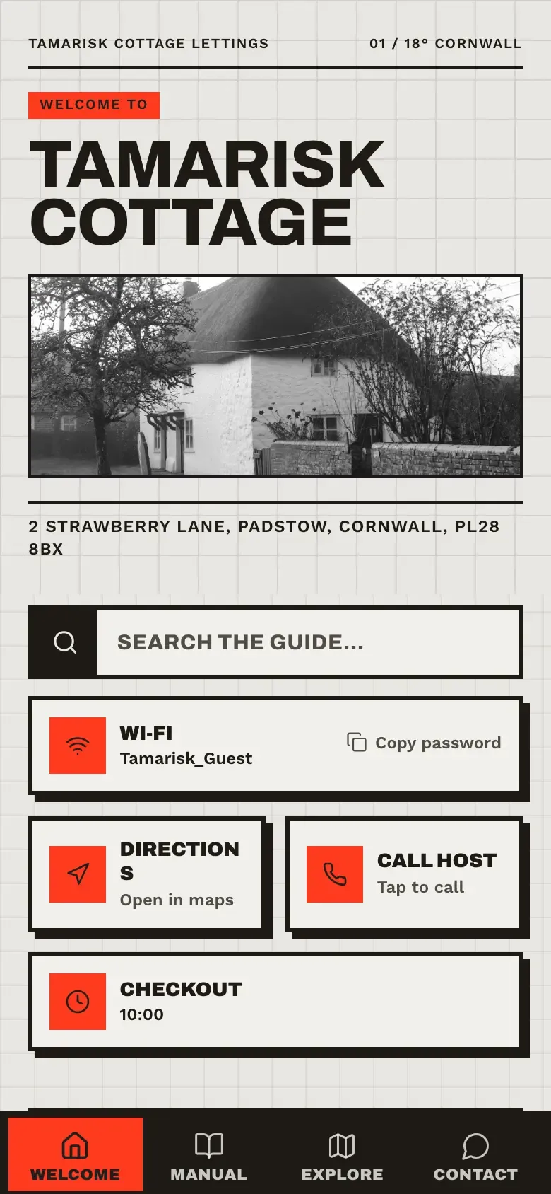 The demo guide in the Brutalist theme