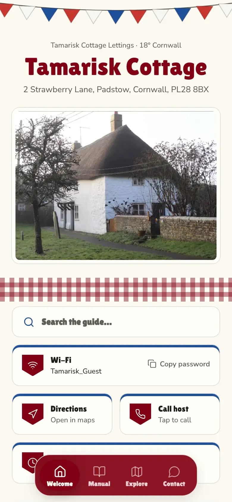 The demo guide in the Bunting theme