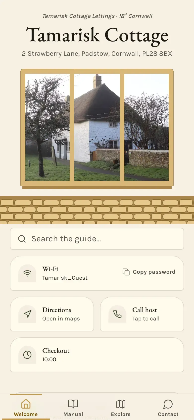 The demo guide in the Cotswold theme