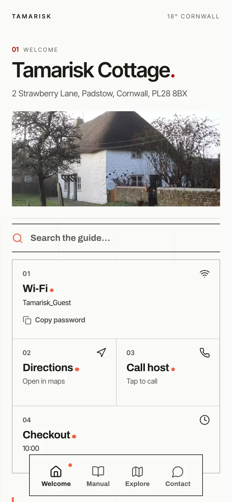 The demo guide in the Gallery Minimal theme