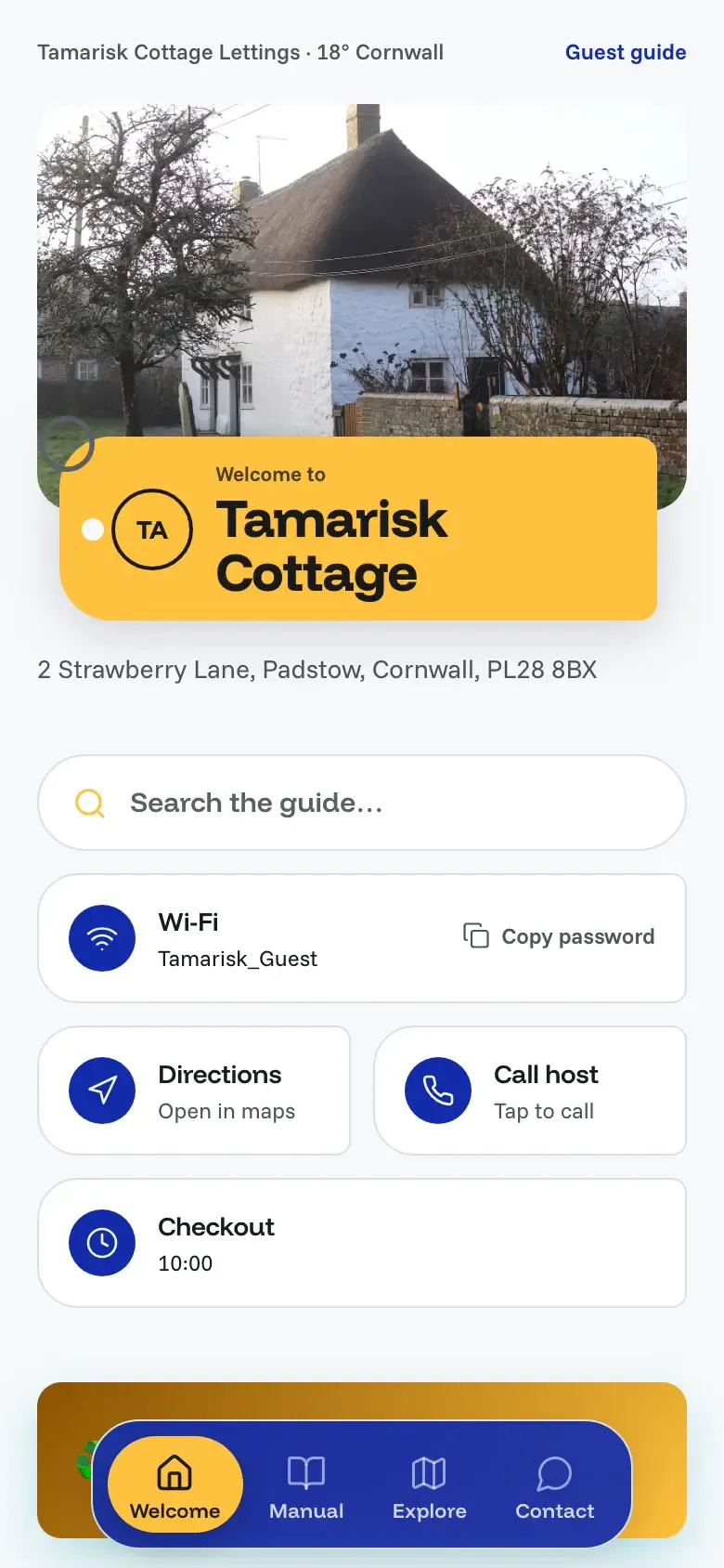 The demo guide in the Harbour theme