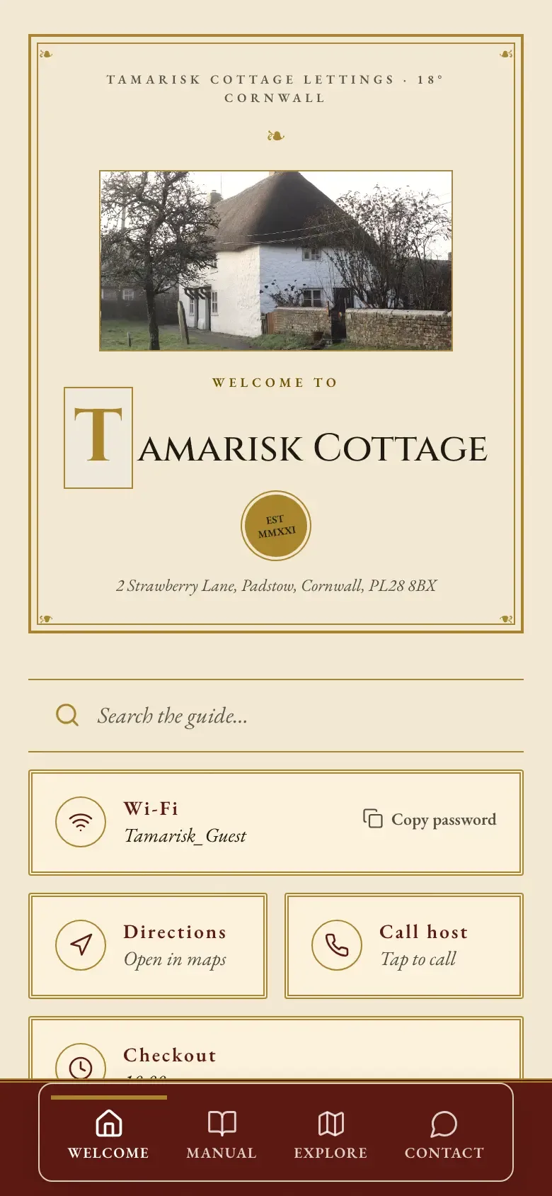 The demo guide in the Heritage theme