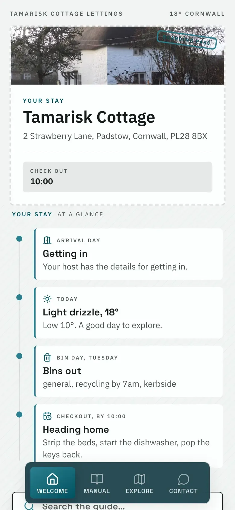 The demo guide in the Concierge Itinerary theme