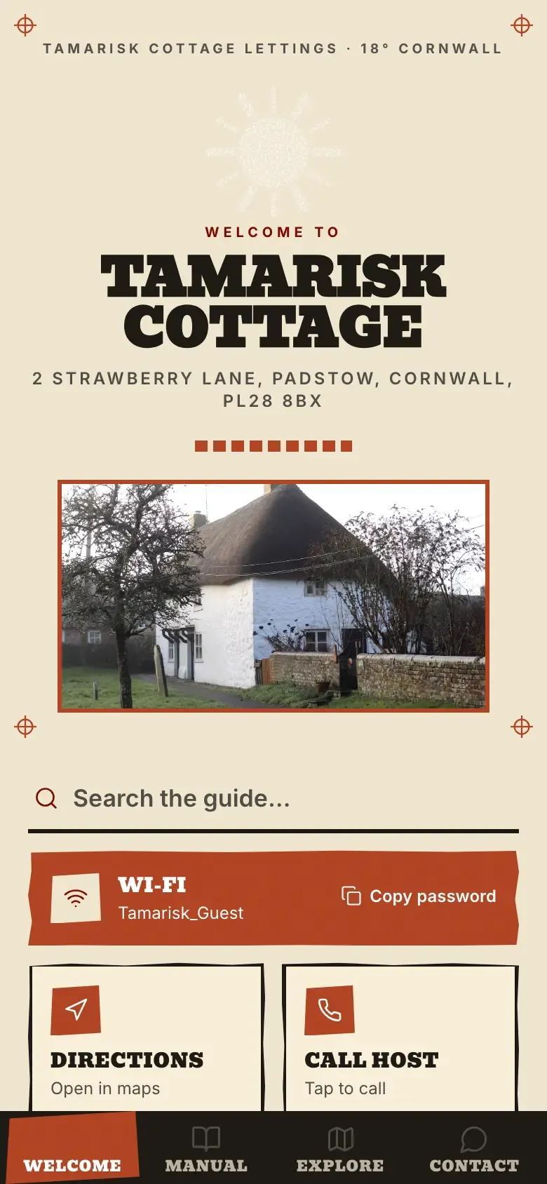 The demo guide in the Linocut theme