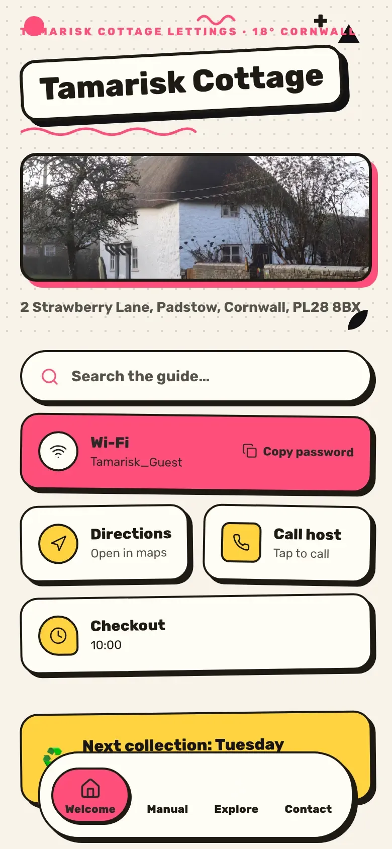 The demo guide in the Memphis theme